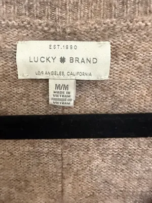 Lucky Brand Taupe V-Neck Sweater Women Size Medium thumbnail 3