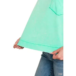 Zenana Acid Washed‎ Round Neck Short Sleeve Oversized T-Shirt - Mint - Medium thumbnail 5