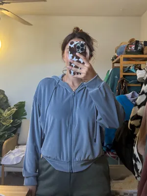 Alo Yoga Velour Glimmer Full Zip Up Size XS thumbnail 4