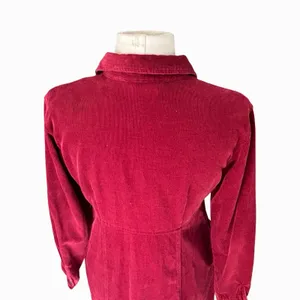 Vintage 90s Eddie Bauer Corduroy Maxi Shirt Dress Women’s 8 Petite Red Cottage thumbnail 10