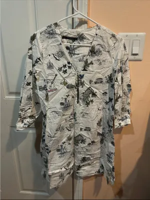 Zara White Scenic-Print Lightweight Shirt Jacket thumbnail 1