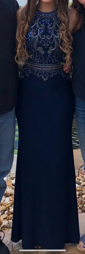Navy Blue Prom Dress thumbnail 2