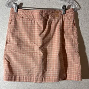 Dockers Vintage Women Size 2 Skort Peach Check Plaid Golf Athleisure Zip Pockets thumbnail 1