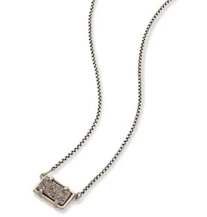 Kendra Scott Pattie Platinum Drusy Pendant Necklace Silver Tone Chain thumbnail 1