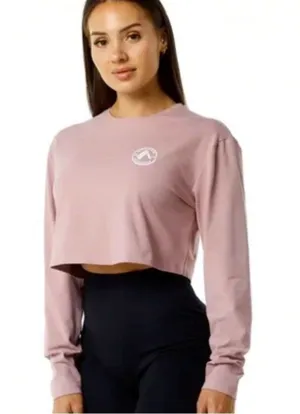 Alphalete Women’s Dynasty Long Sleeve Crop Tee Size Small -Mauve thumbnail 1
