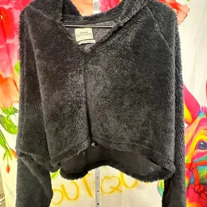 B84. Urban Outfitters black faux fur hoodie thumbnail 1
