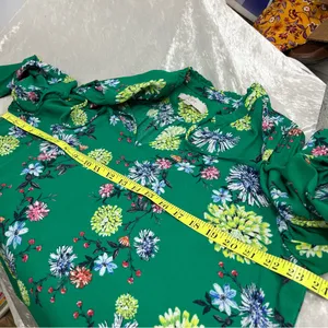 LOFT xl Green Floral Blouse women’s ruffle lightweight long sleeve casual top thumbnail 4