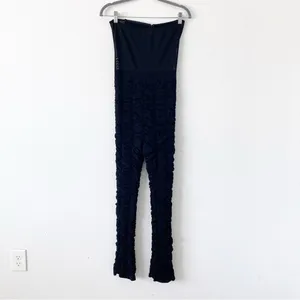 I.AM.GIA Ophelia Black Ruched Mesh Stretch Slim Glam Clubwear Strapless Jumpsuit thumbnail 8