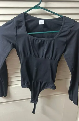 Black, long sleeve bodysuit Black thumbnail 1