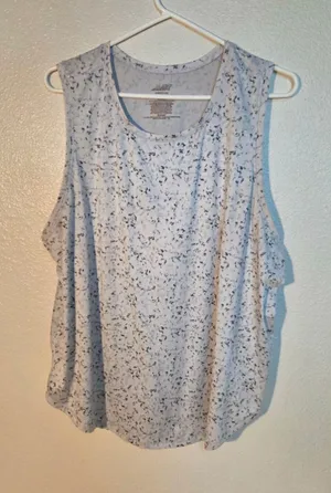 Avia Micro Marble Split Back Athletic Tank Top Grey White XL (16-18) W-255 thumbnail 1