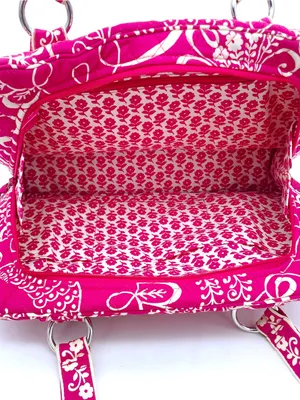 Vera Bradley Twirly Birds Pink Squared Away Tote Satchel Purse Shoulder Bag 2010 thumbnail 7