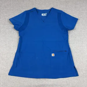 Carhartt Scrub Tunic Womens S Blue V-Neck Short Sleeve Force Pocket Top thumbnail 1