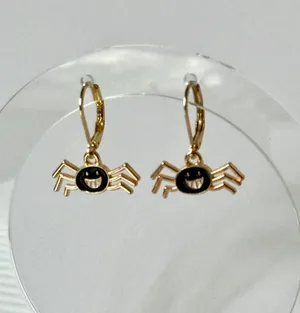 Halloween Spider Earrings (411) 🕷️ Gold thumbnail 3