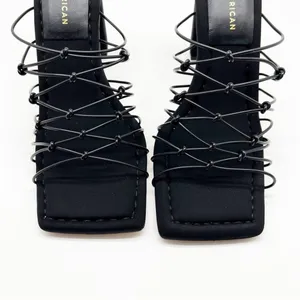 NWT Good American Square Toe Mule Sandals Women's‎ Size 7 Black Minimalist Chic thumbnail 5