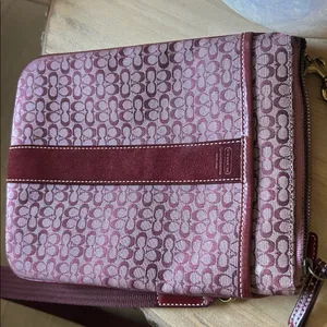 Coach Purple‎ Suede Logo Canvas Swing Pack Crossbody thumbnail 5