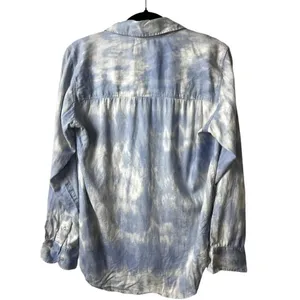 Abercrombie & fitch‎ linen boyfriend button up top blue tie dye women’s size S thumbnail 2