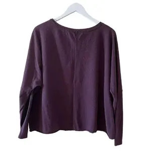 H by Bordeaux Burgundy Lightweight Cropped Stretchy Soft Womens Sweater SZ L thumbnail 7