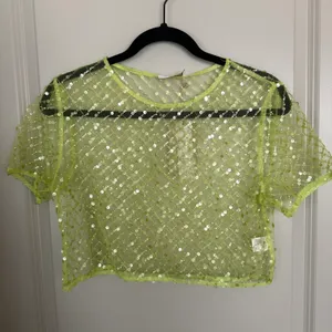 Meshki NWT Sequin Mesh Short Sleeve Crop Top thumbnail 5