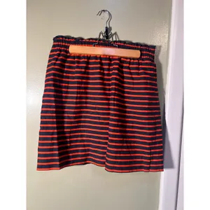 J. Crew Factory Womens Sz 6 Printed Linen-Cotton Sidewalk Mini Skirt Navy Papaya thumbnail 2
