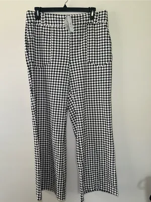 LuLaRoe Emery Black & White Houndstooth Wide Leg Pants thumbnail 2