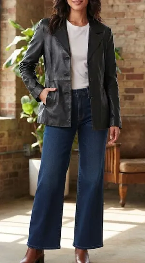 Wilson’s Leather 100% Leather Black Blazer Jacket Size M thumbnail 1