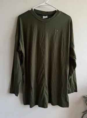 Gymshark Womens Medium Olive Green Long Sleeve Oversized Training Top Seam 4110 thumbnail 1