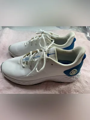 G/FORE White Sneakers with Light Blue Stripe 178 Size 8 thumbnail 6
