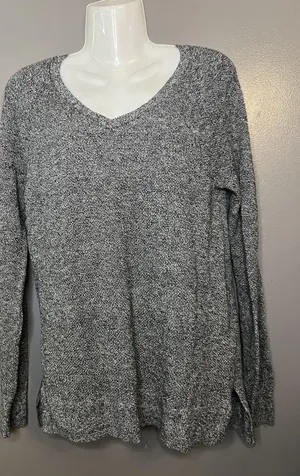 GAP Sweater Womens Medium Black Space Dye Bella V Pullover Knit Cotton Blend thumbnail 1
