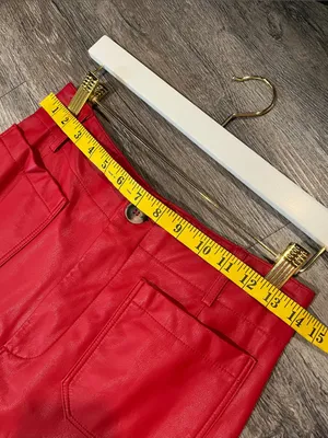 Anthropologie NWOT Maeve The Colette Cropped Vegan Leather Pants – Red thumbnail 8