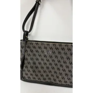 Dooney & Bourke Coated Canvas Logo Mini Slim Black Leather Trim Shoulder Bag Y2K thumbnail 9