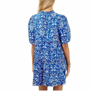 Sugarlips Lulu Dixie Dress Mini Shift Blue Floral Cotton Women’s Size Medium thumbnail 2