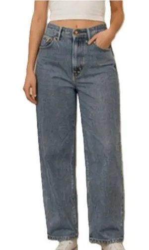 American Eagle Jeans Womens Size 10 Baggy Straight High Rise Pinstripe 32x28 thumbnail 1