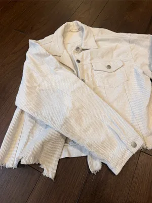 Altar'd State Off White Cropped Trucker Corduroy Jacket Large - C66-004 thumbnail 7