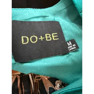 Do + Be Bow Tie Dress Teal Green Satin Mutton Sleeve Midi M thumbnail 8