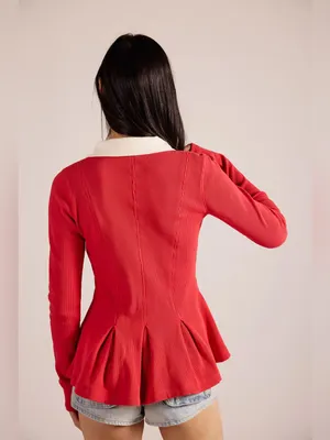 NWOT Free People Gracie Long Sleeve Top Waffle Knit thumbnail 3