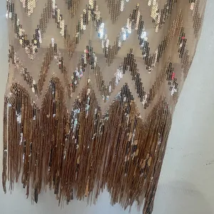 SHEIN Gold and Cream Sequin Midi Dress thumbnail 2