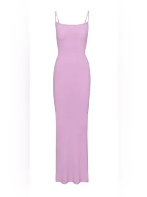 Skims Soft Lounge Long Slip Lilac Sleeveless Bodycon Maxi Dress Size S thumbnail 3
