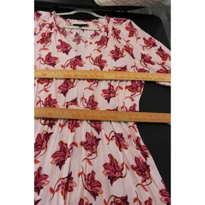 Eloquii Elements Floral Dress Womens 18/20 Pink Great V-Neck Puff Sleeve Midi thumbnail 6