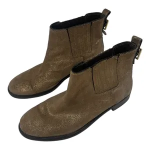 Tory Burch Bronze Gold Shimmer Suede Ankle Boots Size 7 thumbnail 8