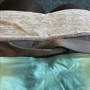 Lululemon size 8 Mint Green Skirt with shorts grey white striped Waistband thumbnail 6