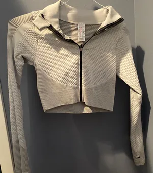 Work Out Zip Up Crop Top Jacket Gray thumbnail 1