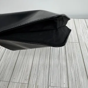 YSL Beaute make up cosmetic bag pouch logo vegan leather zipper black gold thumbnail 7