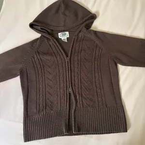 Brown Knit Zip-Up Cardigan - XL thumbnail 2