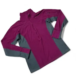 Columbia Half Zip Fleece Pullover Women M Purple Gray Hiking Thumbhole Sweater thumbnail 1