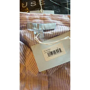 HILL HOUSE The Paz Linen Mini Skirt in Lilac Purple Stripe Ruffle XL thumbnail 6
