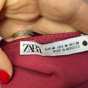 Zara satin burgundy adjustable spaghetti strap wine‎ red tank size medium thumbnail 2