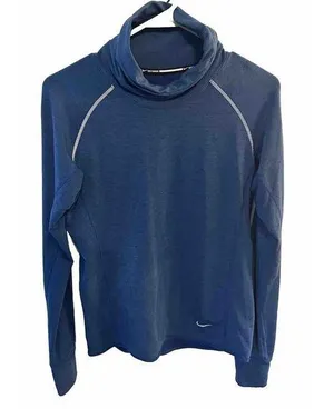 Nike Sprint Fleece Women Small Blue Running Top Long Sleeve High Neck Thumbholes thumbnail 1