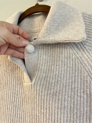 Aerie Heather Fawn Classic Quarter Button Sweater New Size XXS thumbnail 7