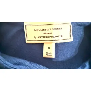 Moulinette Soeurs Anthropologie Blue Jersey Maxi Dress Tie Front Empire Waist M thumbnail 5