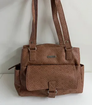 MultiSac brown tan floral Embossed Shoulder Bag buckle slouchy pockets purse thumbnail 1